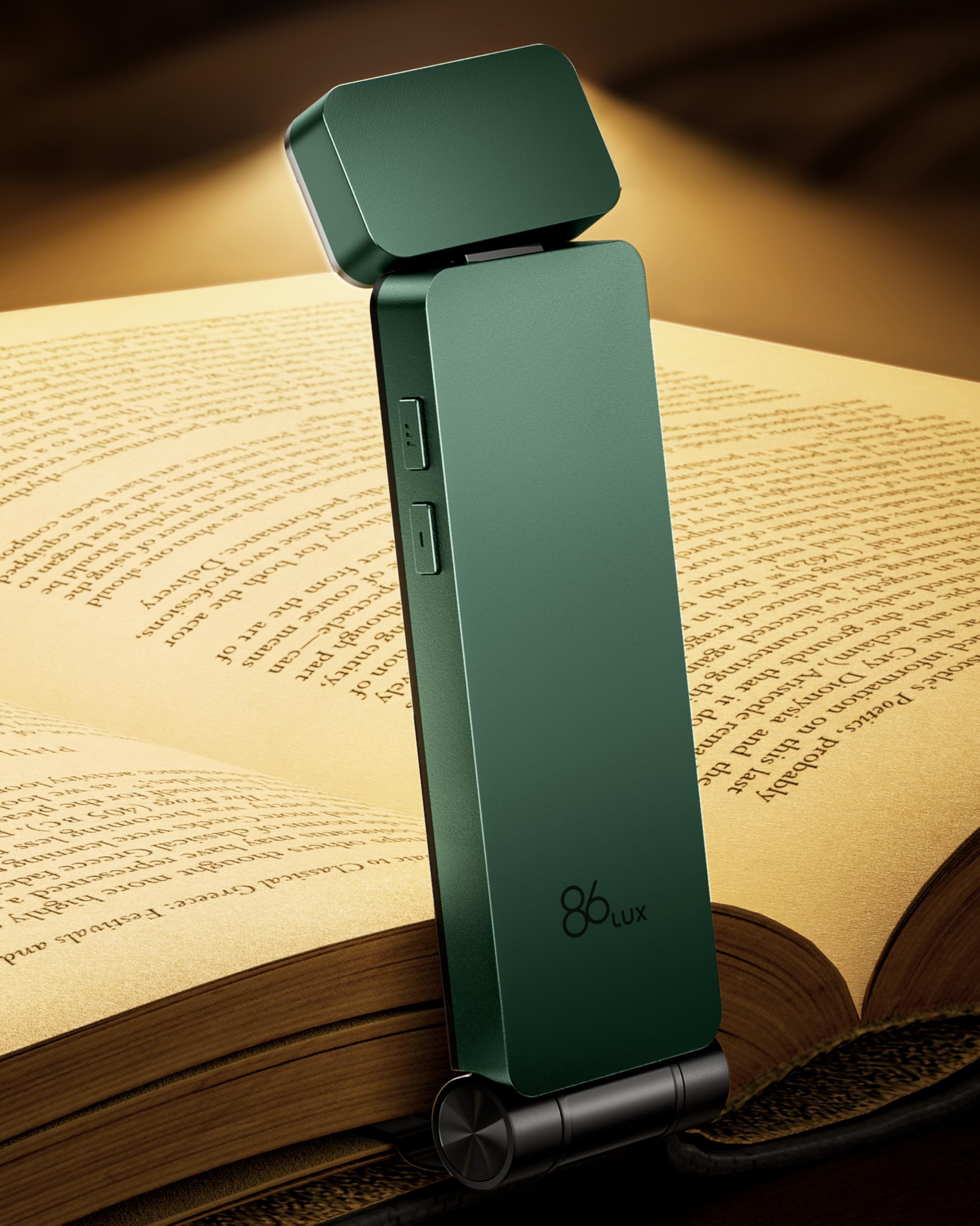 86lux USB Rechargeable LED Reading Light, Green | Page Marker Clip Lamp with 3 C