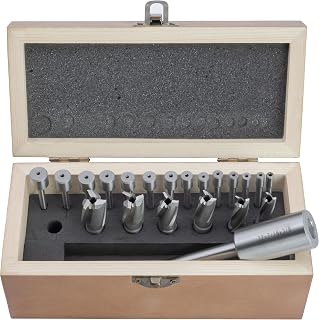 CME 21 pc Pilot and Counterbore Set, 5/16" to 5/8" Counterbore Size | Interchangeable cutters and guides, flat-bottom recesses for socket head screws, wear resistant edges, foam-lined case