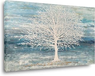Yihui Arts Abstract Landscape Canvas Modern Paintings for Wall Decor Nature Trees (Blue, 28Wx40L)