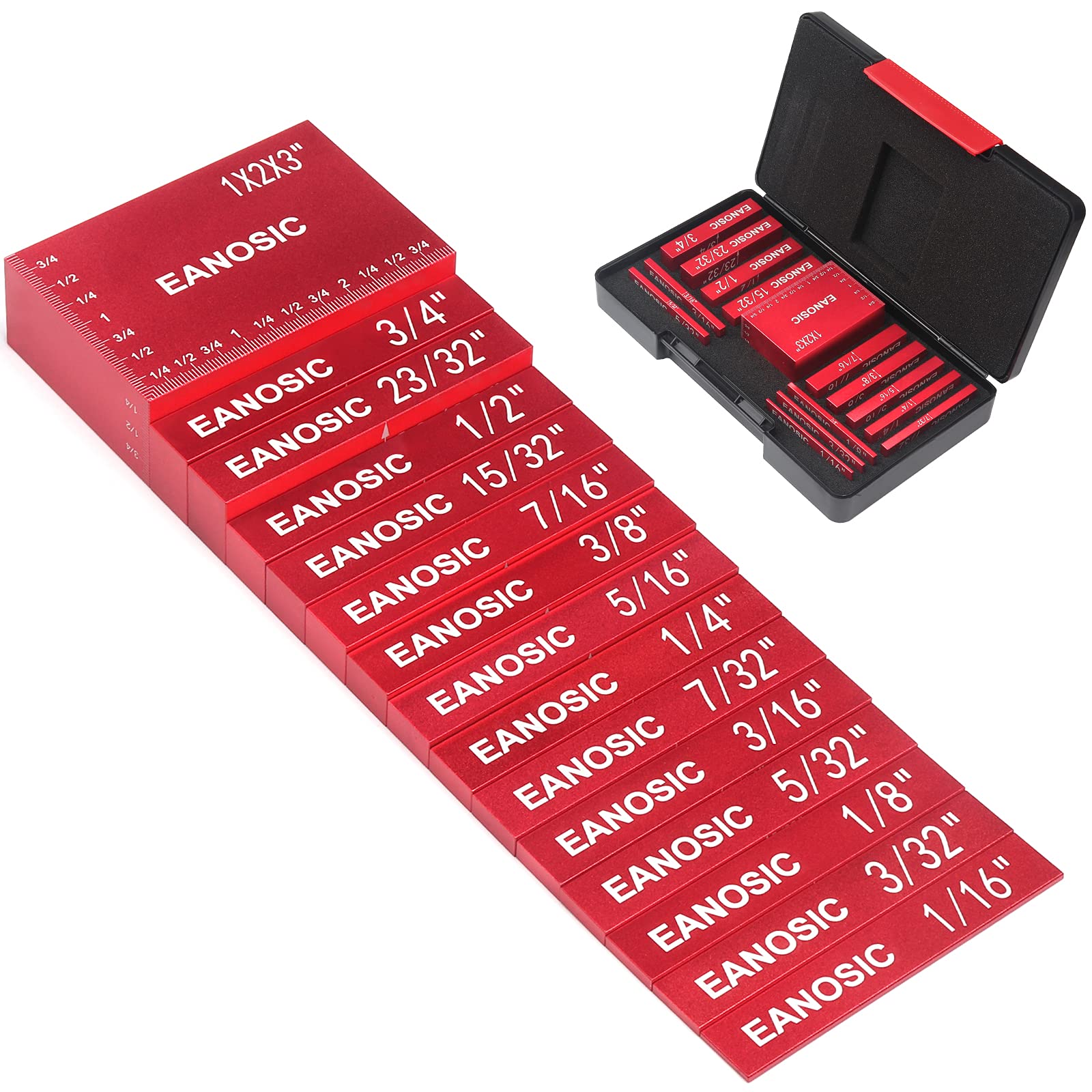 EANOSIC Setup Blocks Height Gauge Set, 15pcs Precision Aluminum Setup Bars for R