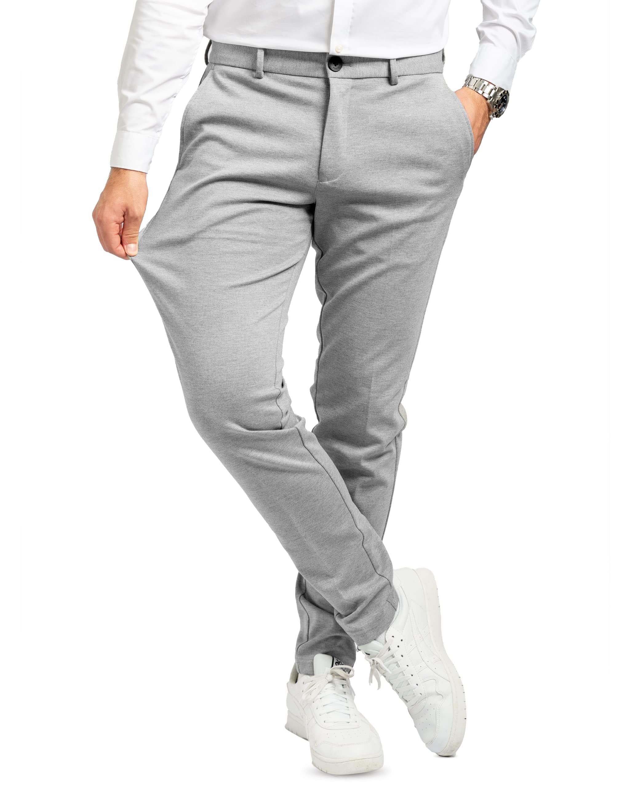Performance Pants Men's Slim Fit Stretch Trousers Green M 32x34