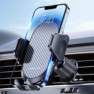 Miracase Phone Holders for Your Car with Metal Hook Clip, Air Vent Cell Phone Stand Car Mount, Universal Automobile Cradle for Garmin GPS Fit iPhone Android and All Smartphones, Dark Black