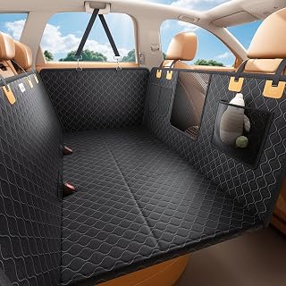 Lamicall Dog Car Seat Cover - [Top Tear-Resistant] Dog Hammock for Car Back Seat, 195kg Max Load Hard Bottom, Waterproof Pet Extender with Mesh Window, Non-slip Backseat Protector for SUV/Small Truck