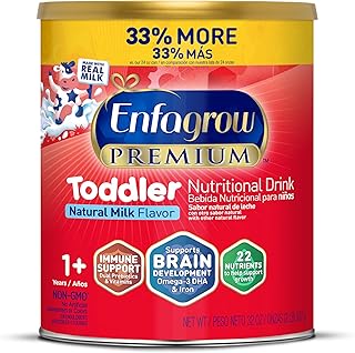 Enfagrow Premium Toddler Milk Nutritional Drink, Natural Milk , 32 Oz | Brain Building DHA, Protein and Iron, Digestive Health & Immune Support, Toddler Drink, Made with real milk, Non-GMO