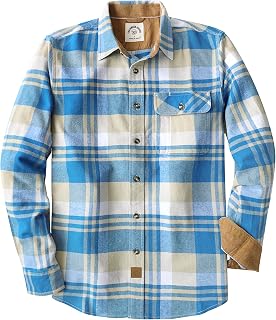 Dubinik® 6 oz Flannel Shirt for Men Long Sleeve Casual Brushed Cotton