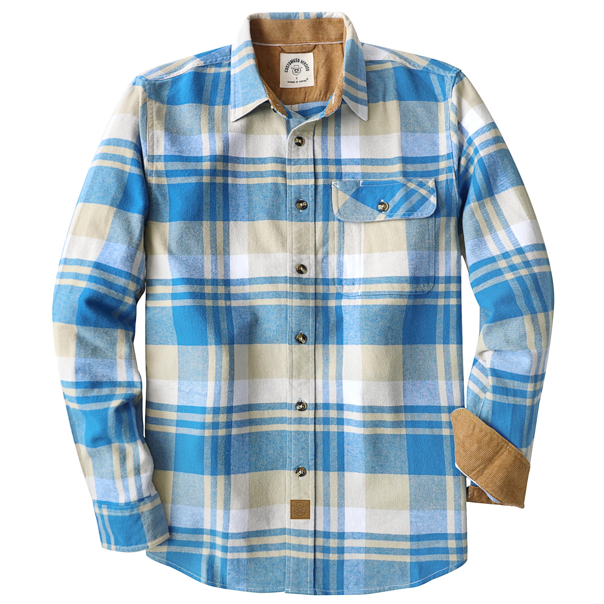 Dubinik® 6 oz Flannel Shirt for Men Long Sleeve Casual Brushed Cotton