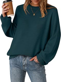 Arach&Cloz Women's Oversized Wool Blend Pullover for Autumn Winter Collection Round Neck Long Sleeve