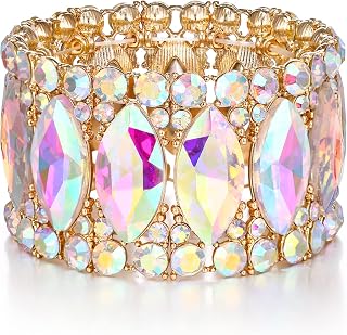 BriLove Wedding Bridal Gorgeous Crystal Stretch Bangle Bracelets for Women