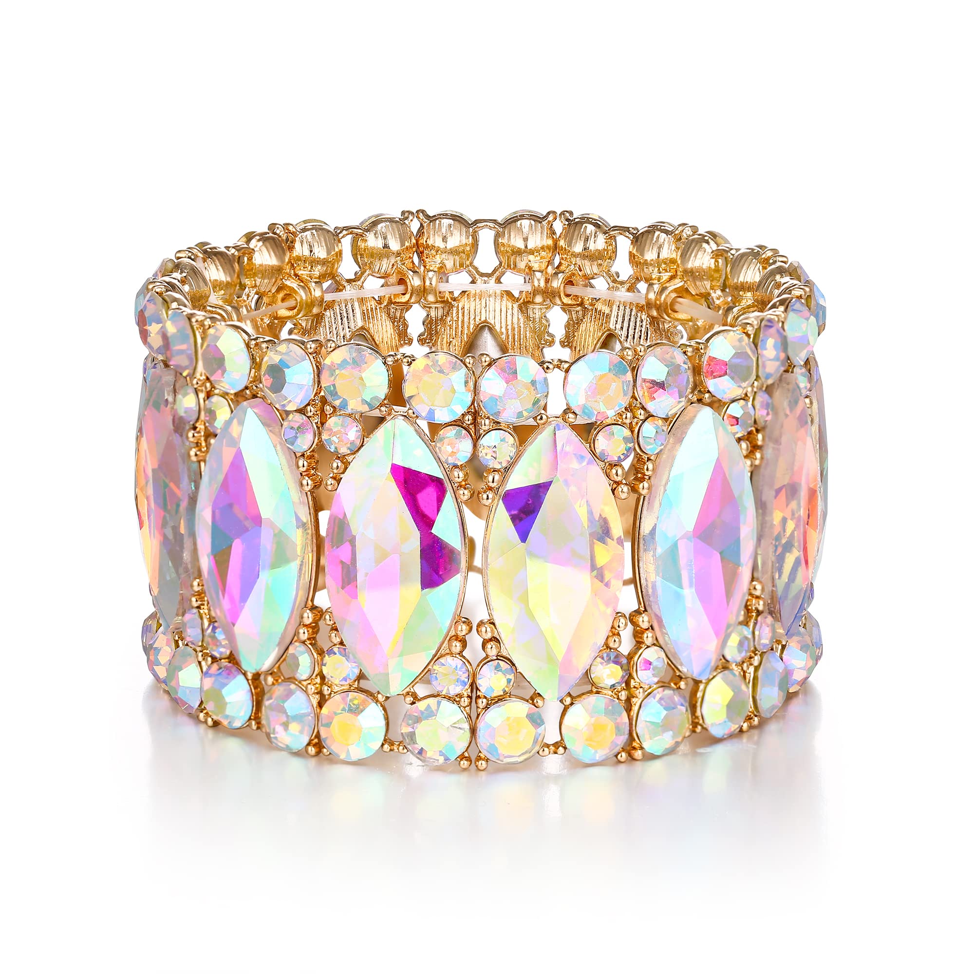 BriLove Wedding Bridal Gorgeous Crystal Stretch Bangle Bracelets for Women