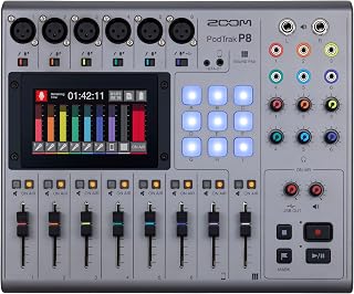 Zoom PodTrak P8 Podcast Recorder with 6 XLR Inputs & Sound Pads | 6 Headphone Outputs, Phone Input, Sound Pads, Onboard Editing, USB Audio Interface, Battery Powered for Podcasters