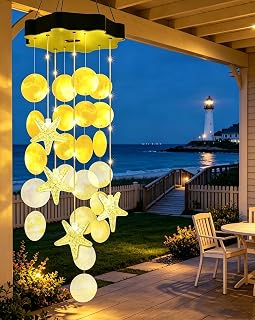 Toodour Solar Wind Chimes for Outside, Shells Light Gifts for Mom Grandma