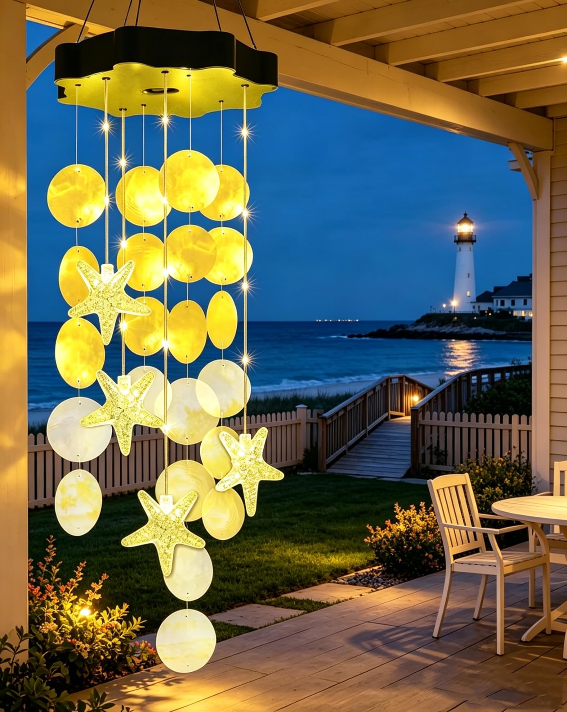 Toodour Solar Wind Chimes for Outside, Shells Light Gifts for Mom Grandma