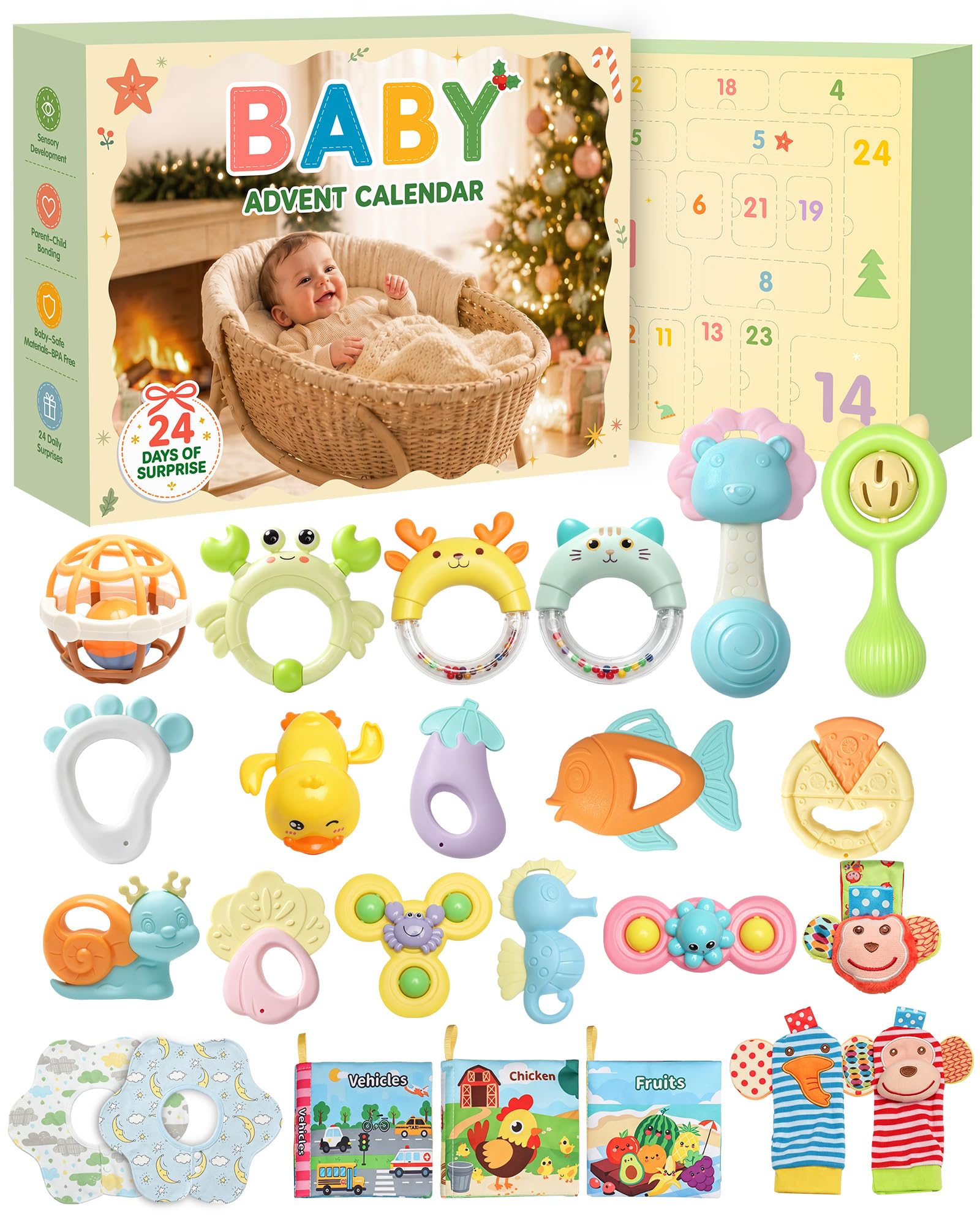 Baby Advent Calendar 2026, 24-Day Infant Toys Christmas Countdown Gift | BPA-fre