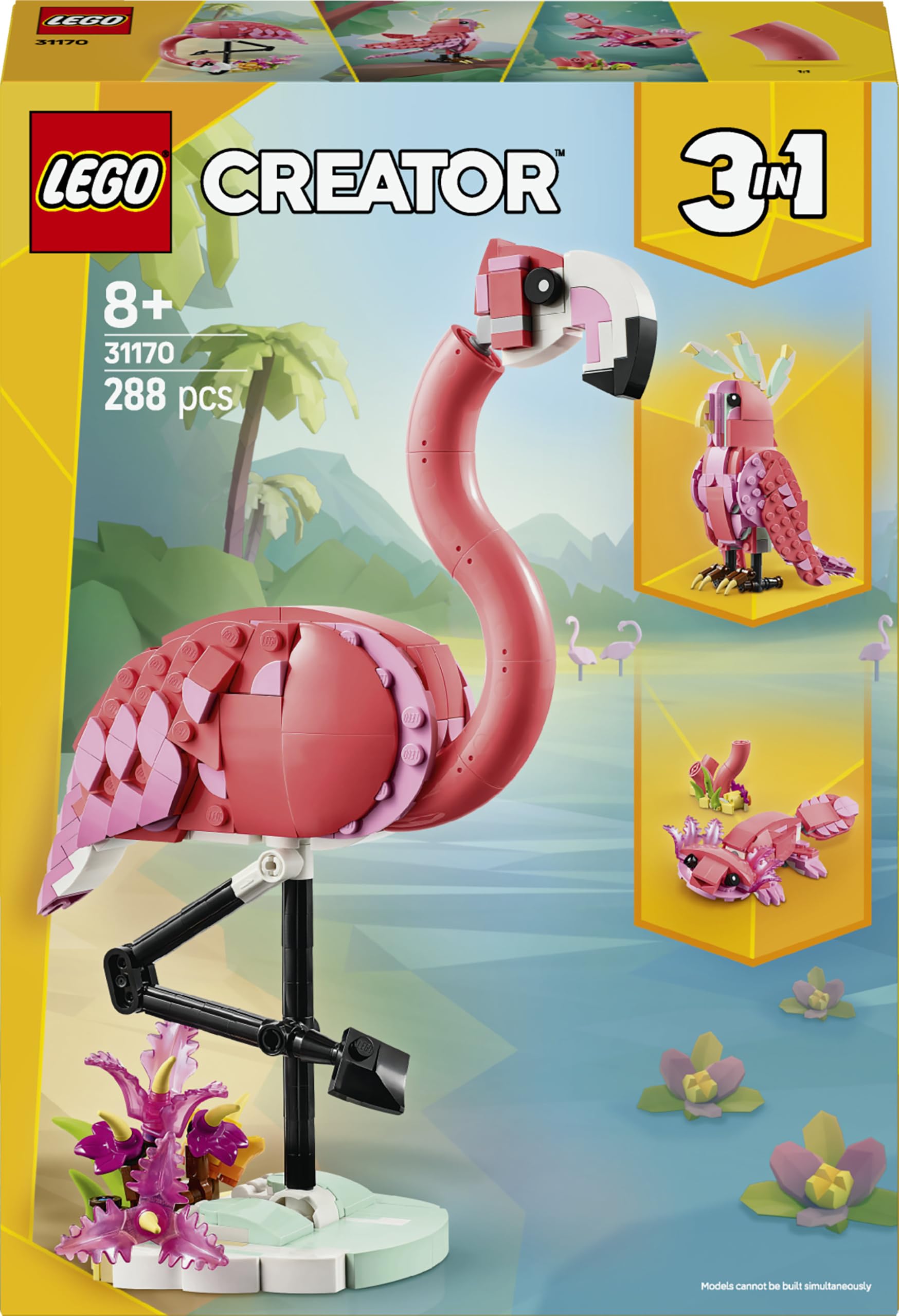 LEGO Creator 3in1 Wild Animals: Pink Flamingo Toy - Transforms into a Cockatoo P