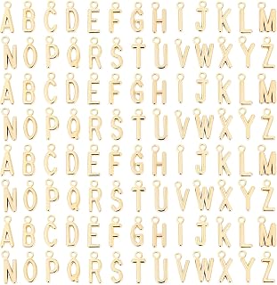 SANNIX 156Pcs/6 Sets Letter Charms Alphabet ABC Letter Charms Capital A-Z | Charms DIY Bracelets Necklaces Charms, with 200Pcs Open Jump Rings, for Jewelry Making, KC Gold