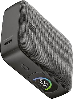 Cellularline Powerview IQ Power Bank Capacity 10,000mAh with Smart TFT Display, USB-C Port (Input 30W/45W Output) and 18W USB-A Port, Simultaneous Charging, Grey Fabric Finish