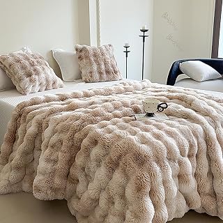 VERILADY Fluffy Blanket, Fluffy Blanket, Soft to the Touch, Fluffy, Fluffy, Cold Protection, Washable, Fashionable, Anti-Static, Prevents Shedding, Warm, Thick, Winter Use, 70.9 x 78.7 inches (180 x 200, Tie-Dye Brown)