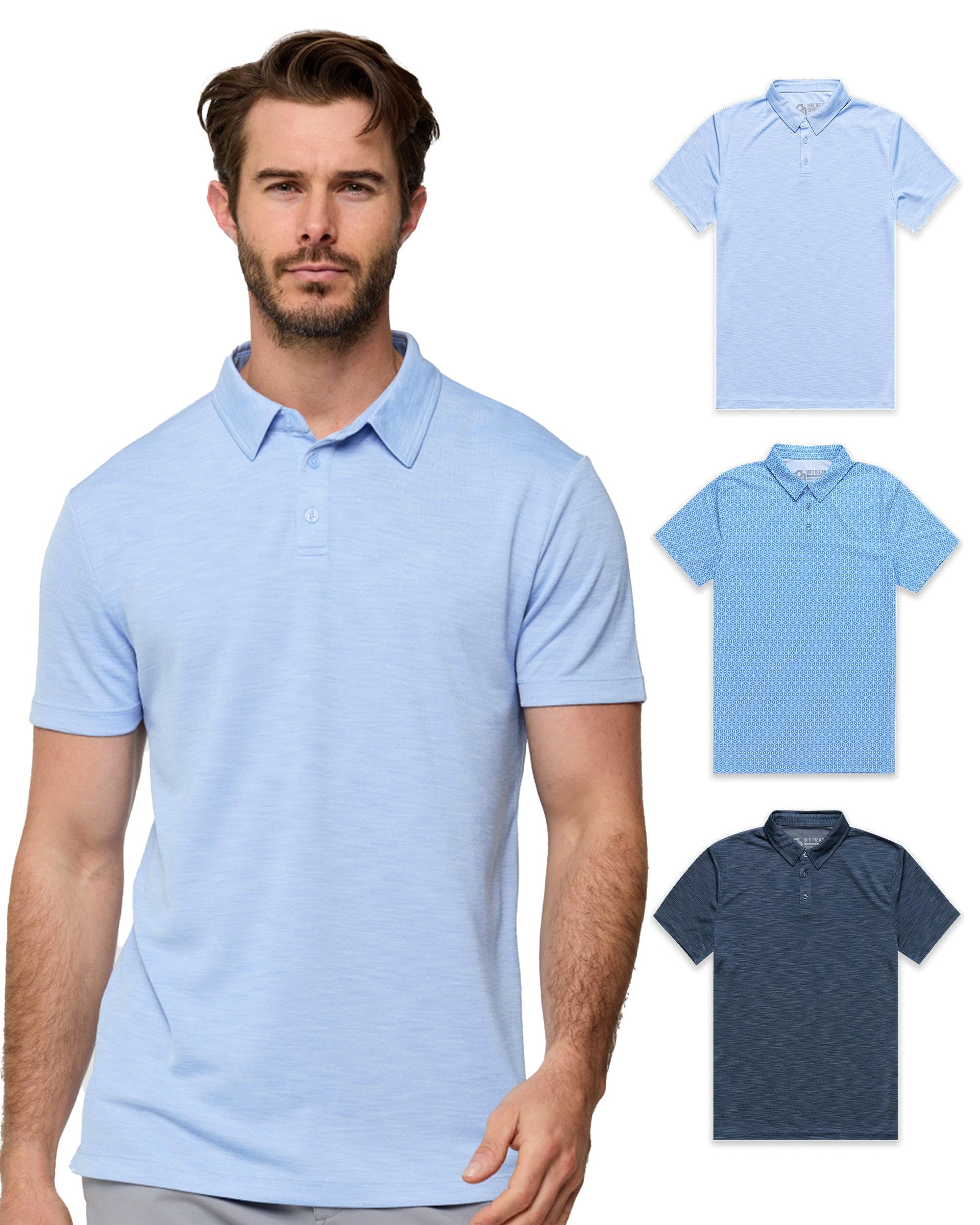 INTO THE AM Indigo Performance Dri Fit Polo Shirts for Men S-4XL - Tactical Quic