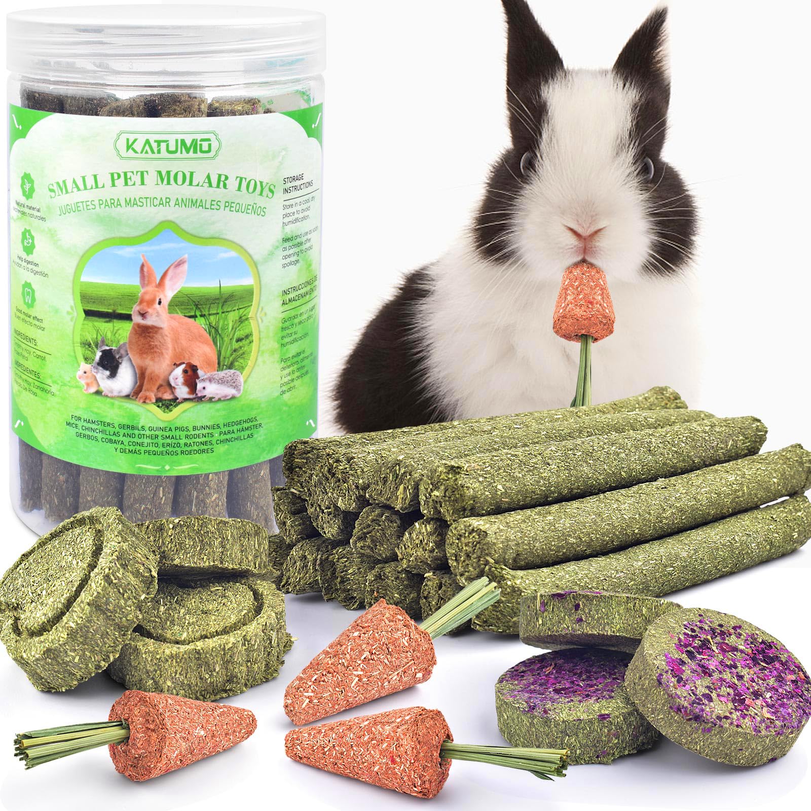 KATUMO Rabbit Chew Toys, Bunny Treats Natural Timothy Hay Sticks | 24pcs, Health