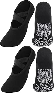 1/2 Pairs Pilates Yoga Socks for Women with Non Slip Grip