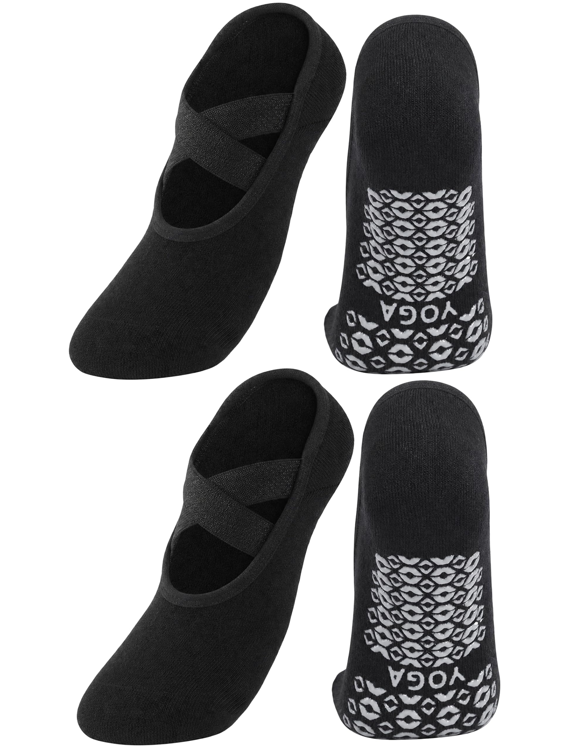 1/2 Pairs Pilates Yoga Socks for Women with Non Slip Grip