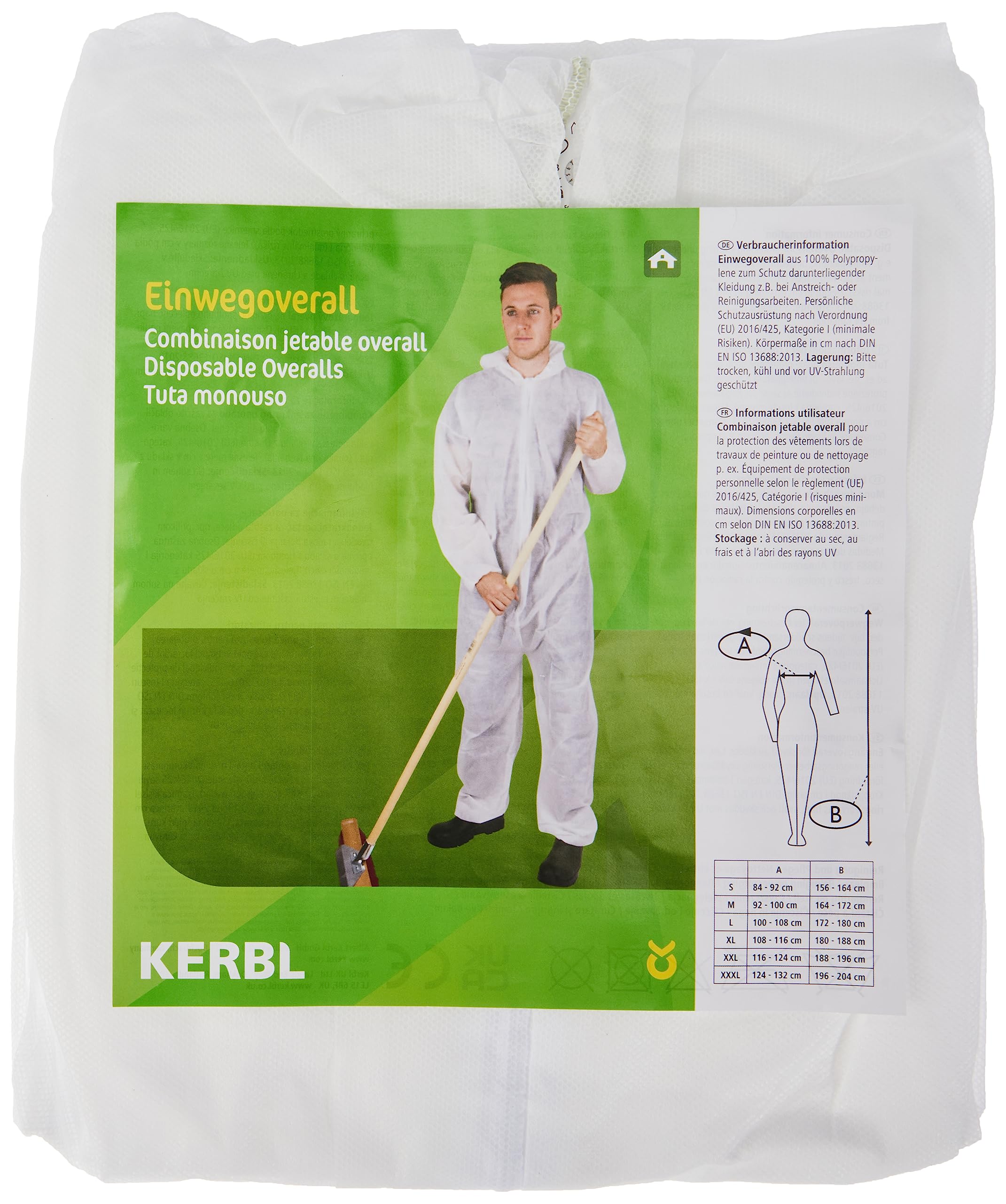 Kerbl 3408 Salopette jetable en polypropylène, blanc, Taille XL