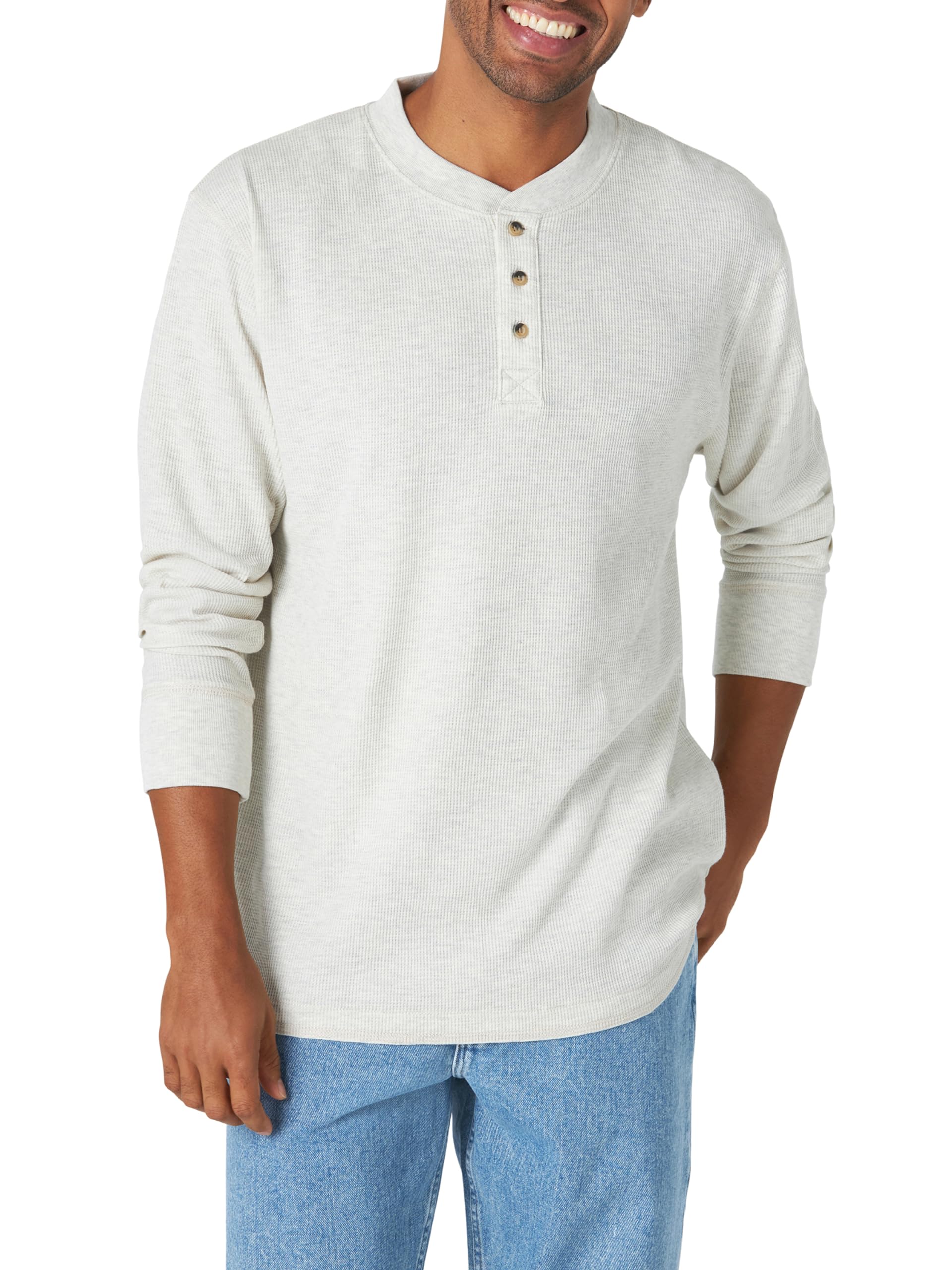 Wrangler Authentics Henley Men's Long Sleeve Waffle Henley Jersey