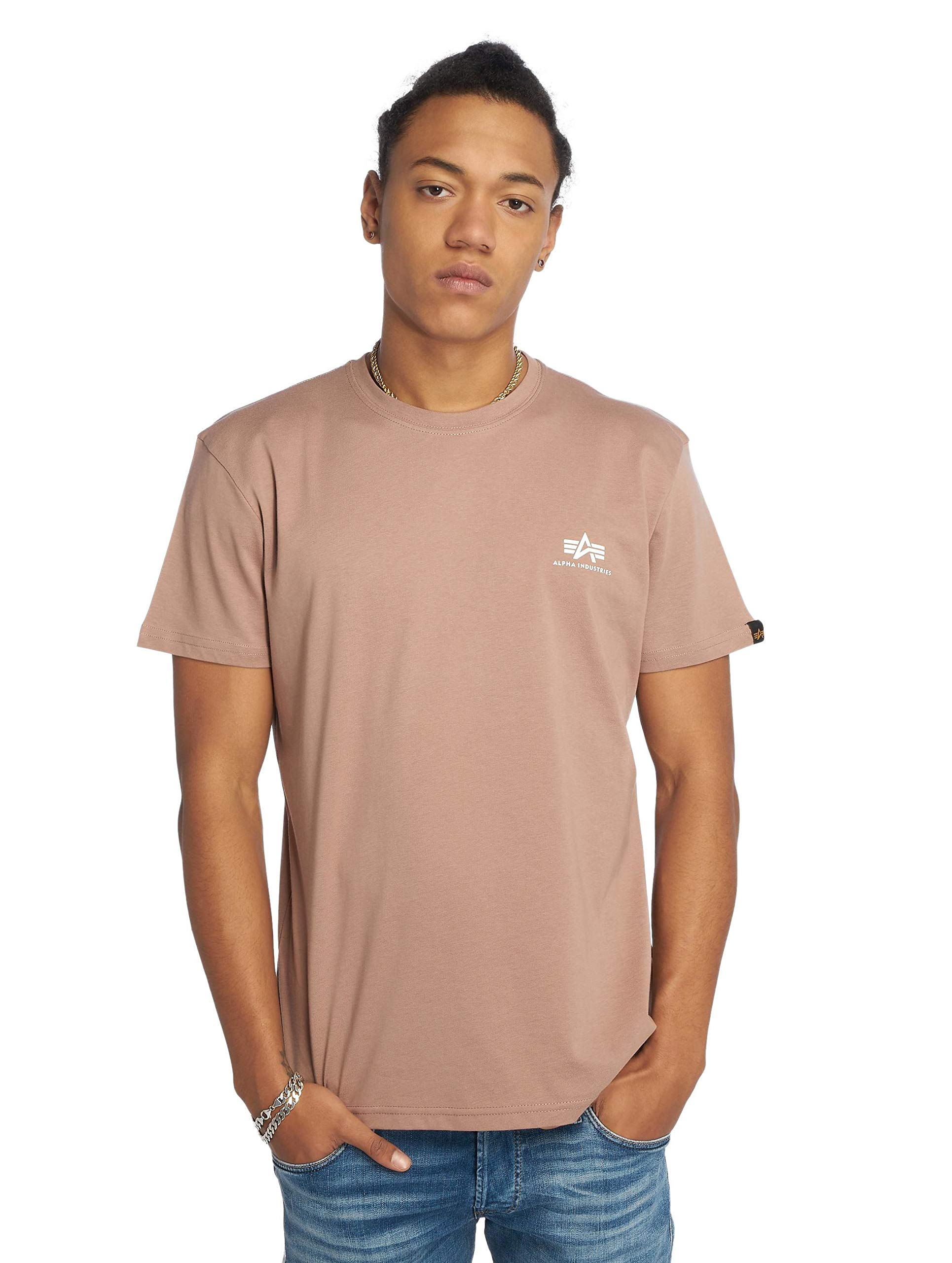 ALPHA INDUSTRIES Men's Basic T Small Logo Neon Print T-Shirt for Men T-Shirt (Pa