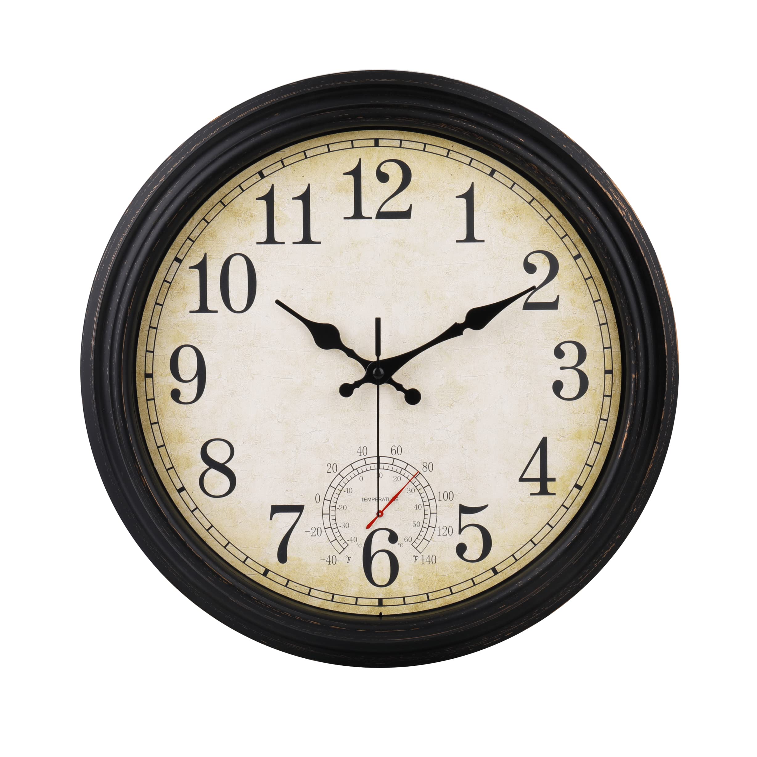 Outdoor Clock 16 Inch Large Wall Clocks Waterproof with Thermometer for Living R