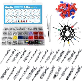 Connector Pins Kit 567Pcs 26 Types - 1/1.5/1.8/2.2/2.8/3.5mm Automotive Terminal Pin 22-12 Gauge Car Electrical Male &amp; Female Wire Pins, Wire Seals, Repinning Kit
