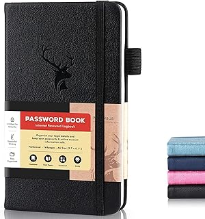 Password Book with Alphabetical Tabs for Seniors, A-Z Adress Notebook | 144 pages & Plenty of Space, 6.1 x 3.7in Pocket Size, Faux Leather Cover