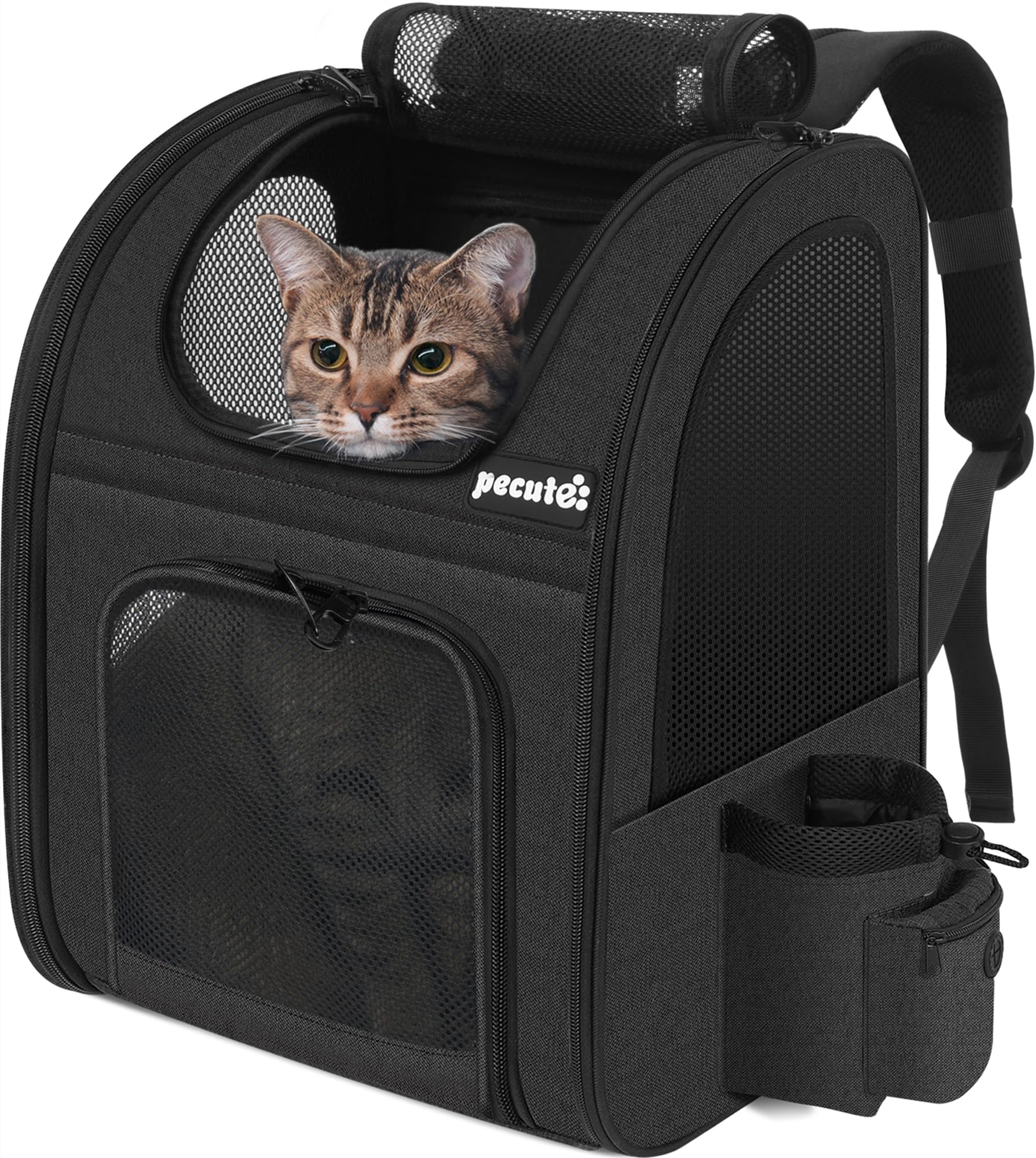 pecute Cat Backpack Dog Backpack, Breathable Dog Rucksack, Black,L