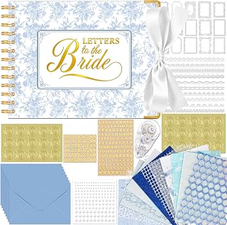 Letters to the Bride Scrapbook Kit, 8.7x6.8 Inch Wedding Guest Book &amp;Memory | DIY Blank Paper Memory Album with Pearl &amp; Metallic Stickers for Bridal Shower, Bride Scrapbook Supplies &amp; Photo Album