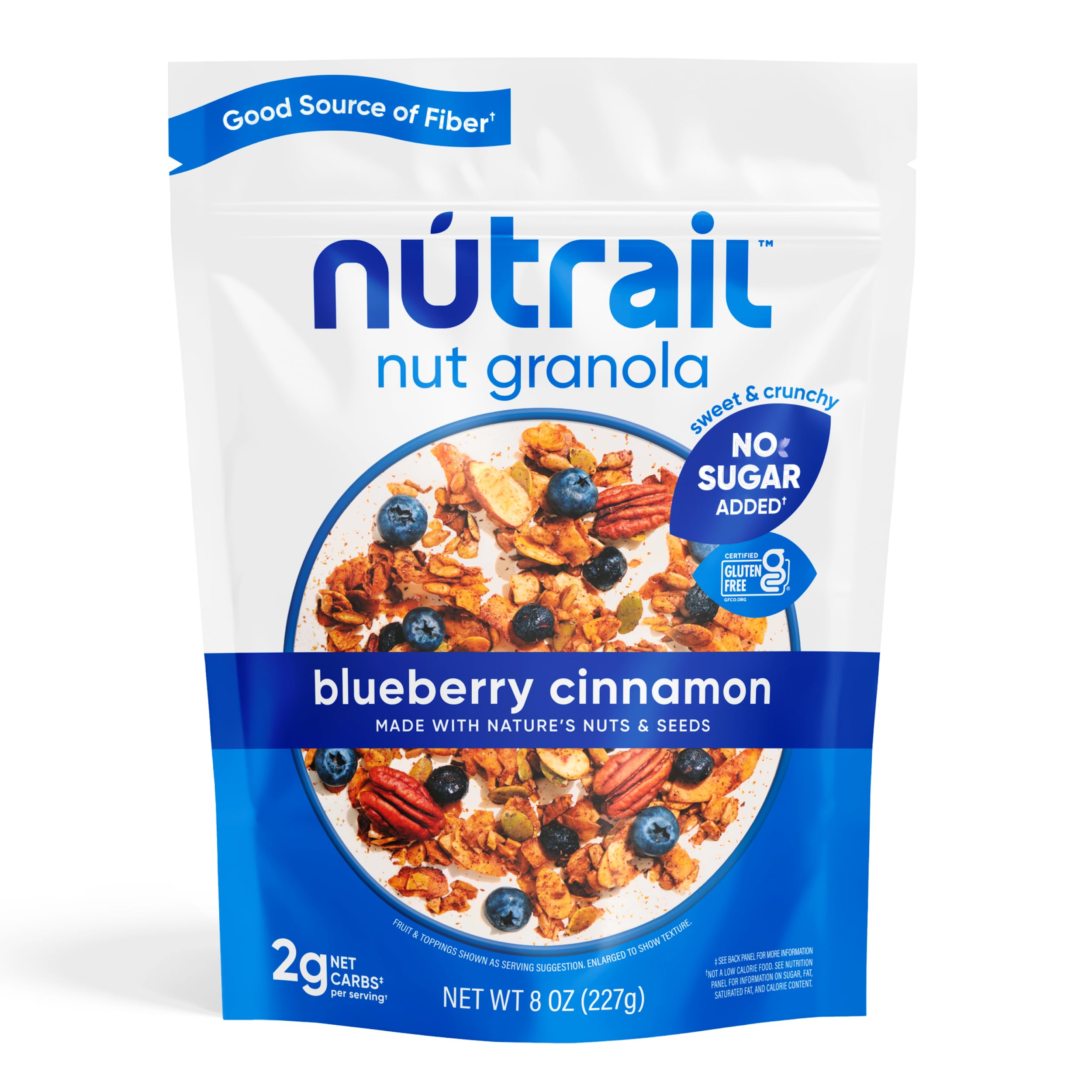 NuTrail Nut Granola Cereal, Blueberry Cinnamon, No Sugar Added, Keto, Low Carb, 