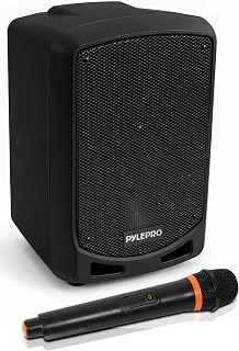 Pyle Portable Bluetooth PA Speaker System - Indoor Outdoor Karaoke Sound System w/Wireless Mic, Audio Recording, Rechargeable Battery, USB/SD Reader, Stand Mount, for Party, Crowd Control - Pyle