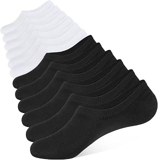 CLOSEMATE 6 Pairs Men's Women's Invisible Socks Summer Cotton Anti-Odour with Breathable Mesh Non-Slip with 3 Silicone Strips Short Low Sports Socks