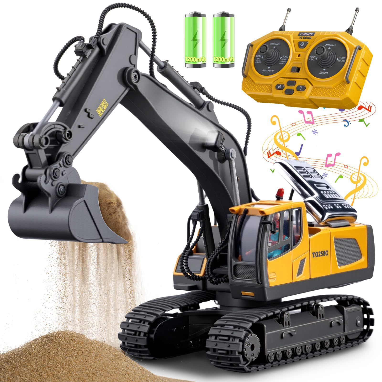 Remote Control Excavator Toys, 11 Channel 1:20 RC Construction Truck | 680°Rotat