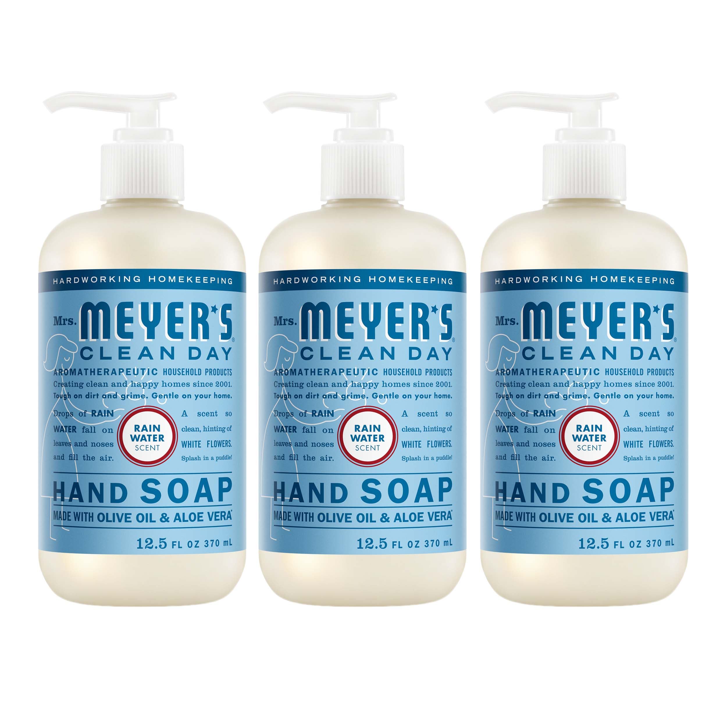 MRS. MEYER'S CLEAN DAY Liquid Hand Soap, Rain Water, 12.5 fl oz, 3 Pack | Moistu