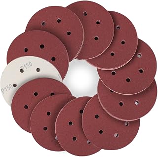 STEBRUAM Sanding Discs 50 Pieces, Sandpaper 150 mm, Abrasives with 6 Holes 150 Grits for Eccentric Sander and Orbital Sander