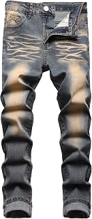 JUNBAOSS Men's Slim Fit Stretch Jeans Ripped Skinny Jeans for Men Distressed Straight Leg Fashion Comfortable Flex Waist Pants