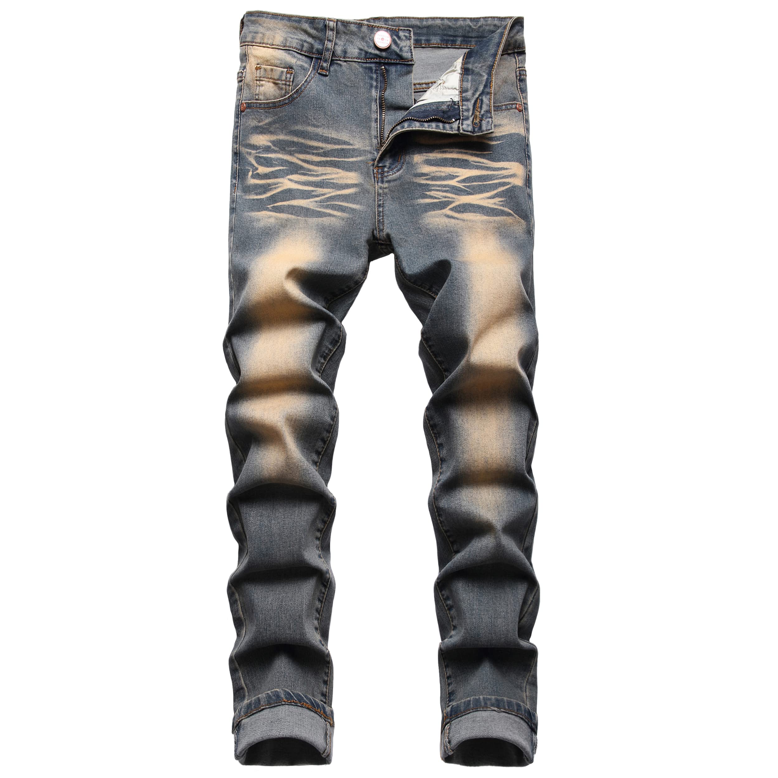 JUNBAOSS Men's Slim Fit Stretch Jeans Ripped Skinny Jeans for Men Distressed Str