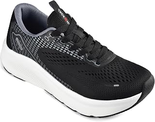 JACKSHIBO Womens Wide Toe Trainers Athletic Tennis Gym Workout Cross Training Shoes Zero Drop Wedge Sneakers, Black/White, 8.5 UK Wide