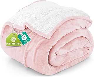 Utopia Bedding Reversible Plush Sherpa Blanket Twin Size Pink, 60x80 Inch