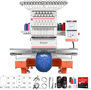 POOLIN EOX 15-Needle Embroidery Machine for Small Business, 14 x 20 in Large Embroidery Area