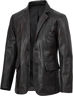 Decrum Real Lambskin Leather Blazer Men - Casual Mens Leather Blazer Jacket