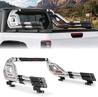 VertRox Universal 55.9"-63" Adjustable Truck Chase Rack Sport Bar Roll Bar for F150 Silverado Ram 1500 Tacoma Ranger Tundra, Stainless Steel Bed Roll Bar Fits Top-Mount Tonneau Cover
