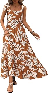 Prettygarden, Women's Sleeveless Summer Spaghetti Strap Tiered Floral Maxi Dress - Loose Long Beach Maxi Dress