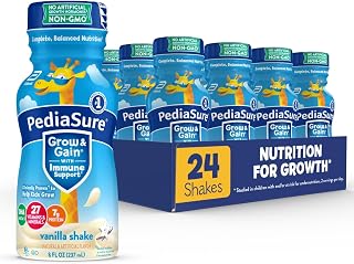 PediaSure Grow &amp; Gain Kids Nutrition Shake, 7g Protein, Vanilla, 24 Pack | Great-tasting nutritional shake with immune support for kids, 27 vitamins &amp; minerals, non-GMO &amp; gluten-free, 8-fl-oz bottles