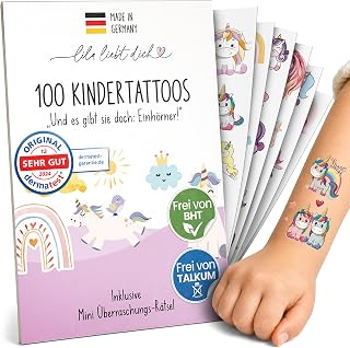 Hautfreundliche Tattoos für Kinder - Einhorn | Popular children's tattoos: made in Germany, dermatest tested, BHT and talcum free. Great children's tattoo