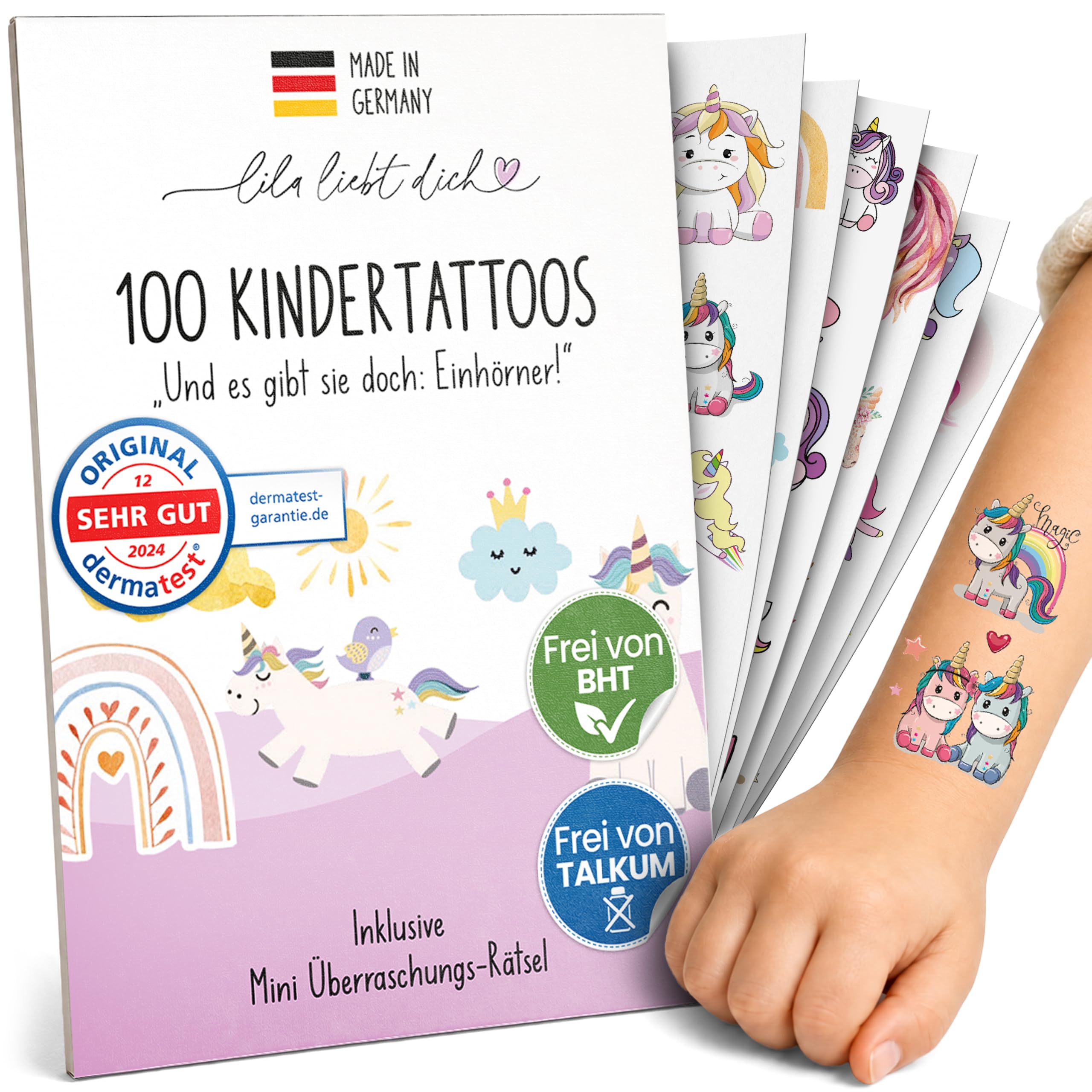 Hautfreundliche Tattoos für Kinder - Einhorn | Popular children's tattoos: made 